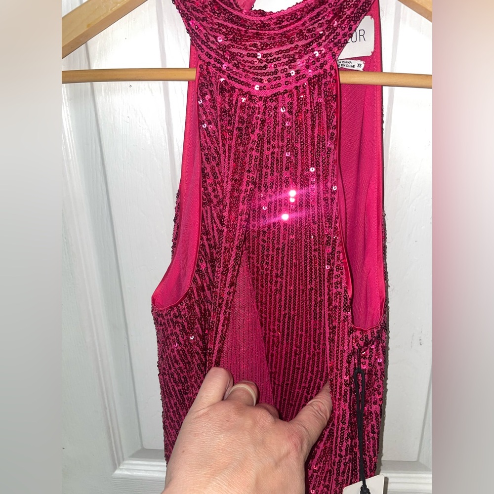 Saylor Dress Size XS XSmall Sequin Pink Halter Party Cocktail New NWT Prom Read - Picture 11 of 13